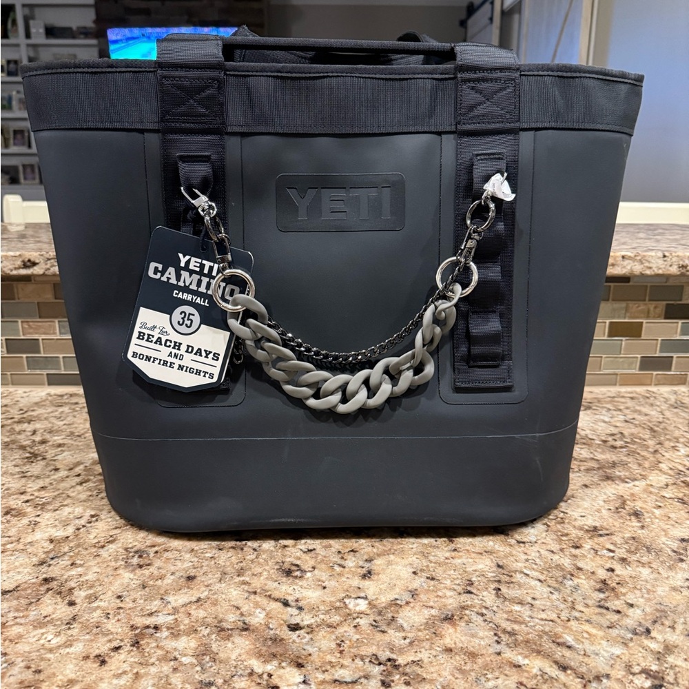 YETI Black Duffel Bag with Chain Accent
